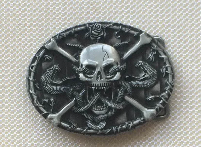 

Skull And Snake belt buckle with pewter finish SW-BY176 suitable for 4cm wideth belt with continous stock free shipping