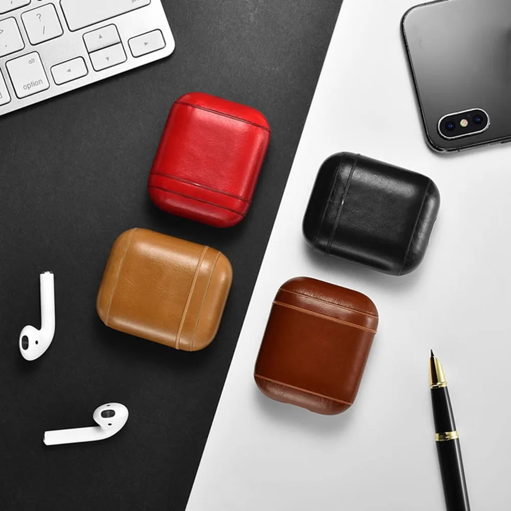Чехол MASiKEN из натуральной кожи для наушников Apple AirPods защитный чехол беспроводных