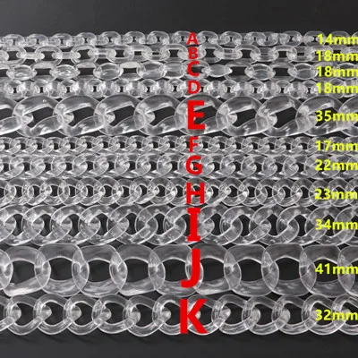 Заводская поставка, прозрачная пластиковая большая звеньевая цепь для сумочки, полимерная цепь с крюком, акриловый ремешок для сумки, украшение, аксессуары для творчества - Цвет: J 41 mm 60 cm long