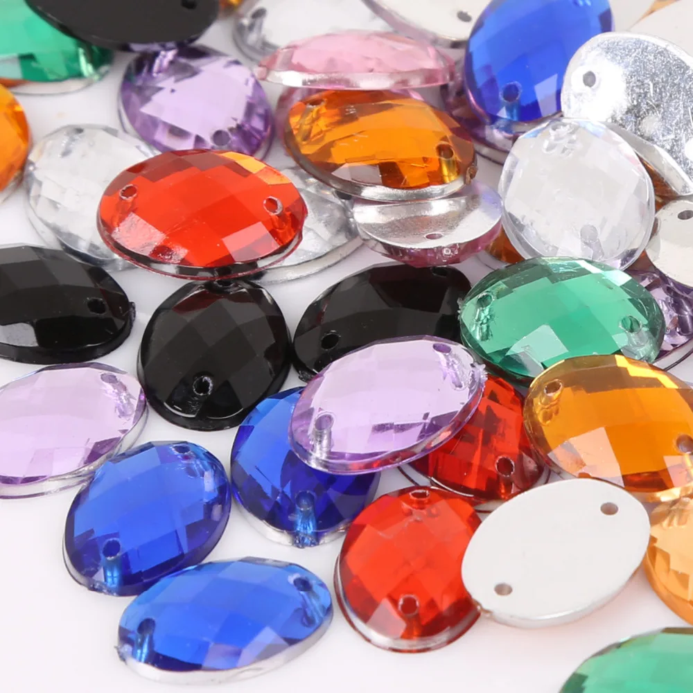 

50PCS 10*14mm Sewing Flatback Rhinestones Sew On Acrylic Strass Crystal Stones For DIY Craft Scrapbook Decoration