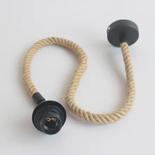 Ретро пеньковая веревка кулон E27 держатель лампы Кофе Ресторан магазин спальня подвесной светильник