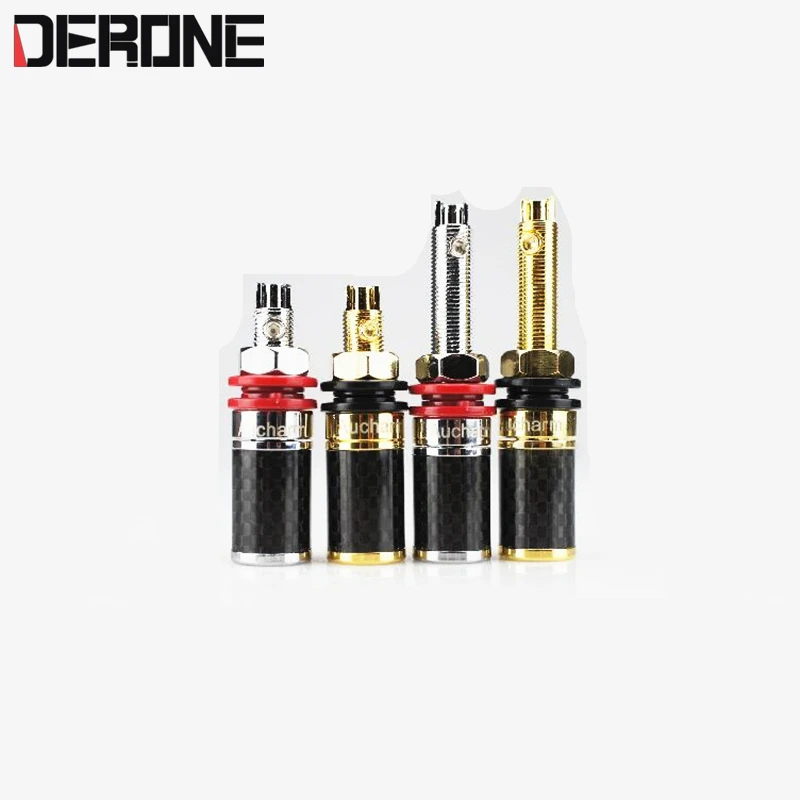 

2 piece Terminal Speaker plug Binding Post amplifier Banana Jack Connector pure copper Gold plating Screw fixing Carbon fiber