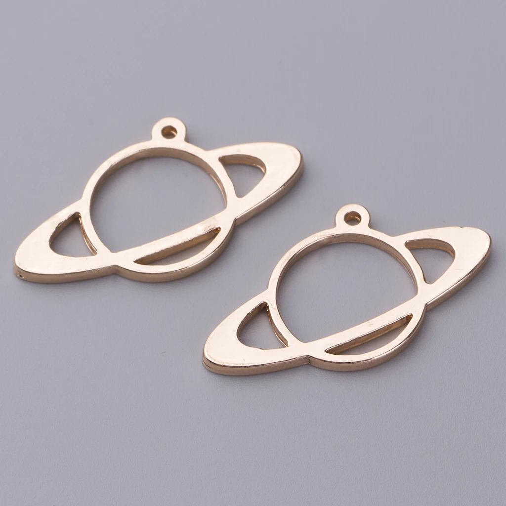 10x Planet Shape Metal Open Bezel Frame Pendant DIY UV Resin Settings Jewelry Making Charms Accessories