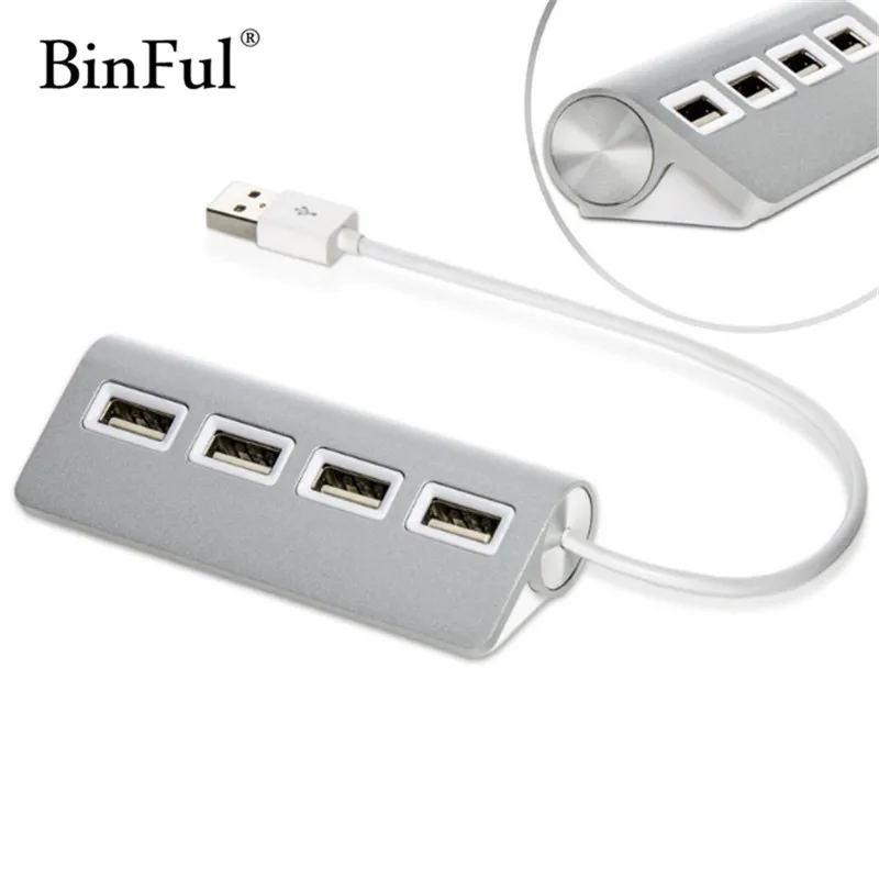 BinFul High Speed Mini 4 Port led USB Hub Splitter Aluminium Power-Bus for iMac Macbook Laptop Desktop PC Computer Peripherals