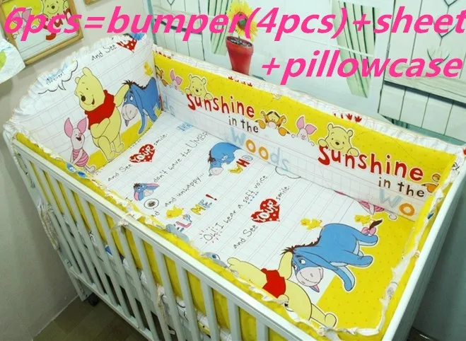 

Discount! 6pcs baby cot bedding sets baby crib bedding set for baby bed set ,include(bumper+sheet+pillowcase)