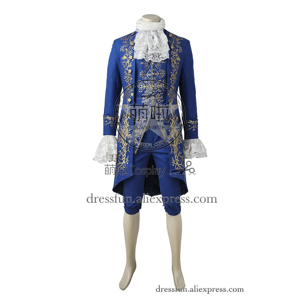 Beauty and the Beast Cosplay Costume Prince Adam Blue Coat Full Set Uniform Clothing Fashion Dress Christmas | Тематическая одежда