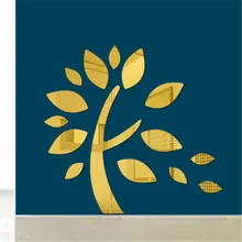 3D Acrylic Mirror Wall Sticker Home Decor Living Room Bedroom Tree Shape Mirror Wall Stickers Decals Acrylic Art Mural Posters