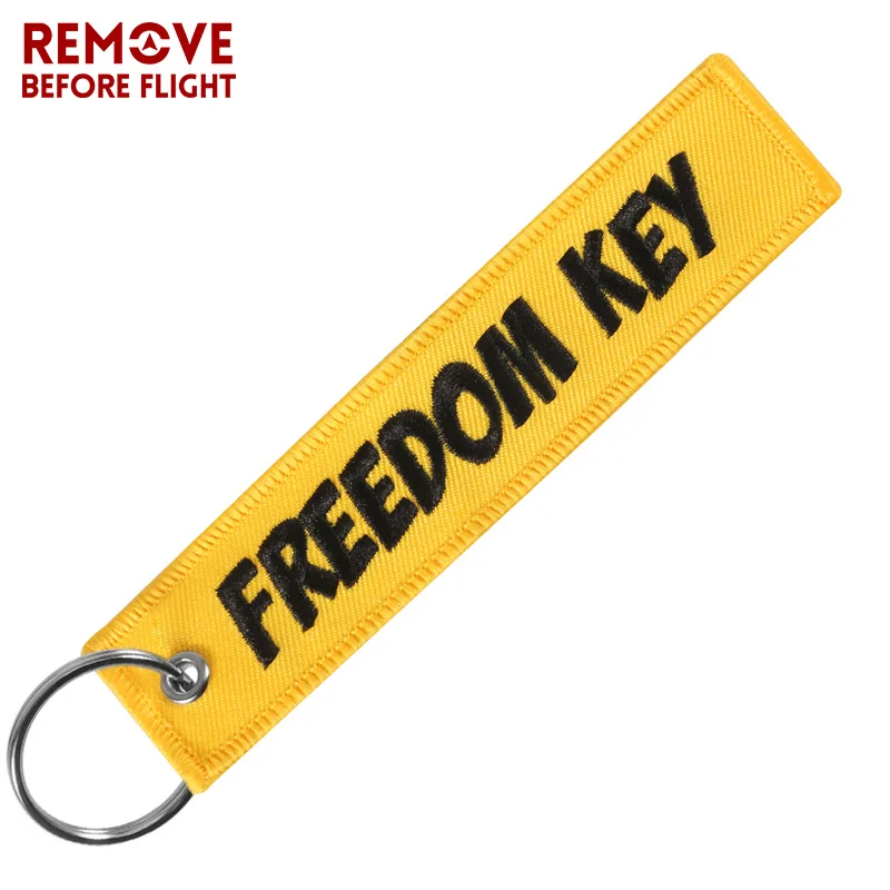 

Motorcycle Car keychain Freedom key tag Embroidery yellow key chain key holder OEM key ring for Aviation Gifts Jewelry llavero