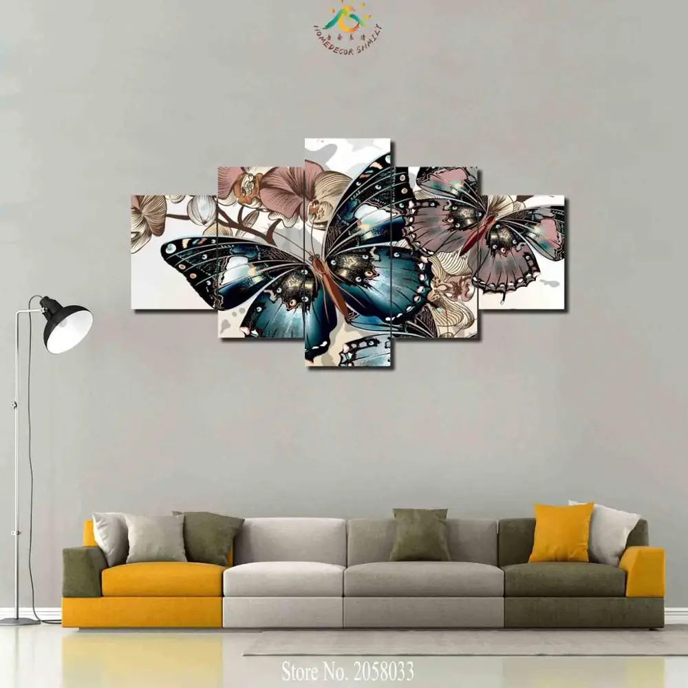 

3-4-5 Pieces Abstract Butterfies Pictures Modern Painted Canvas Paintings Home Decor Wall Pictures Print On Canvas