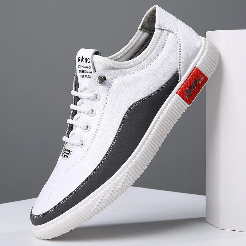 

2019 Autumn New Casual Shoes Men Breathable Leather Shoes Comfortable White Men's Sneakers Fashion Brand Men Flats Luxury Design