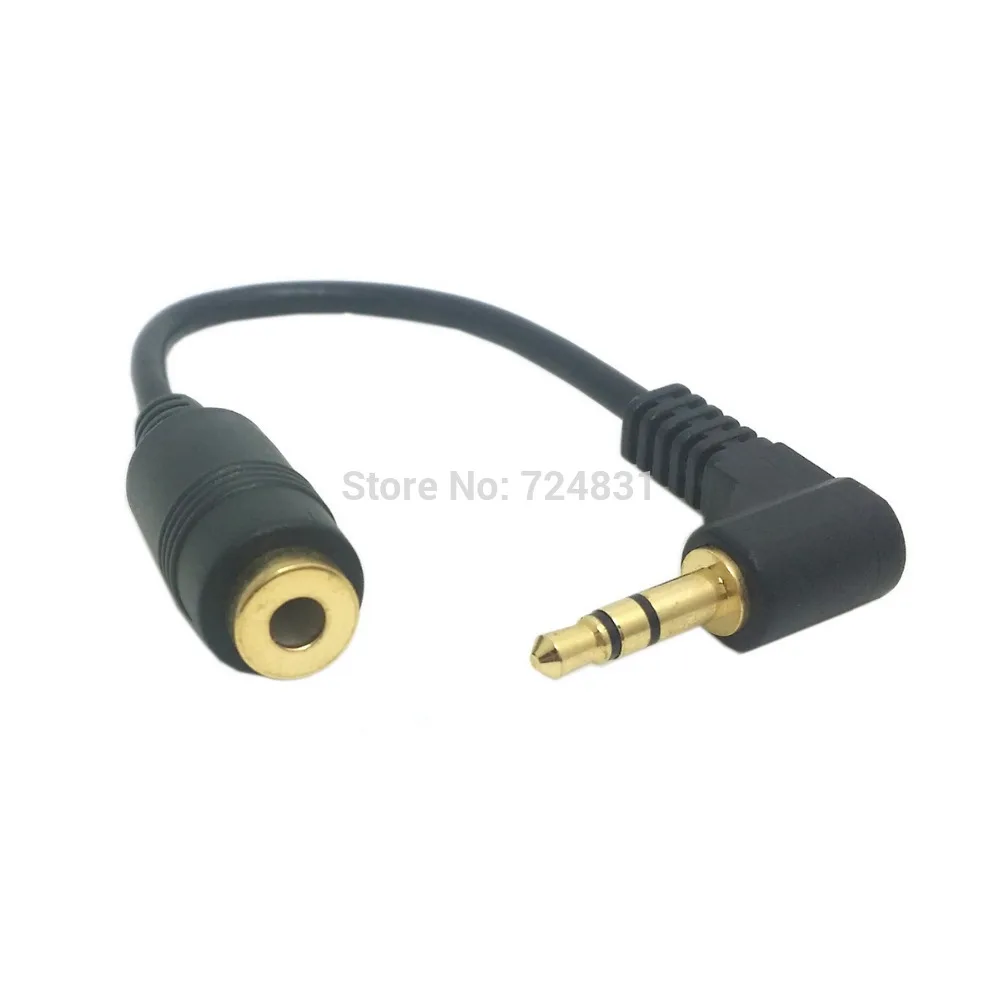 

CYDZ 10pcs/lot 90 Degree Right Angled 3.5mm 3poles Audio Stereo Male to Female Extension Cable 10cm Black