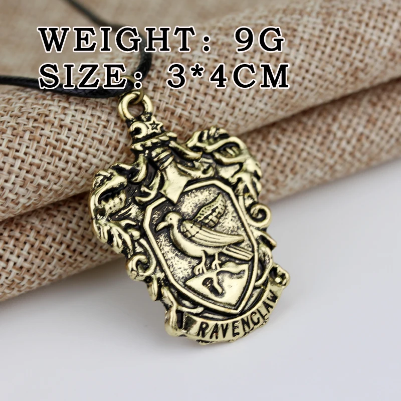 Классический знак школы Хогвартс кулон ожерелье Гриффиндор Hufflepuff Ravenclaw Слизерин бронзовая веревка кожаный кулон ожерелье s