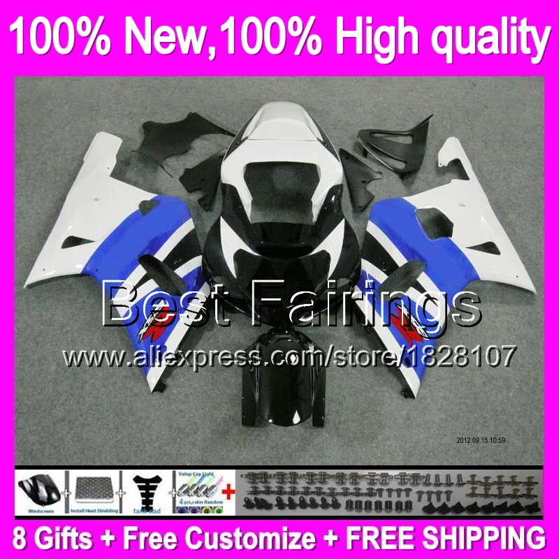 

Stock blue Fairing For SUZUKI GSX R750 01 02 03 GSXR750 1B859 GSXR600 K1 Blue white R600 GSXR 600 750 2001 2002 2003 +Decal