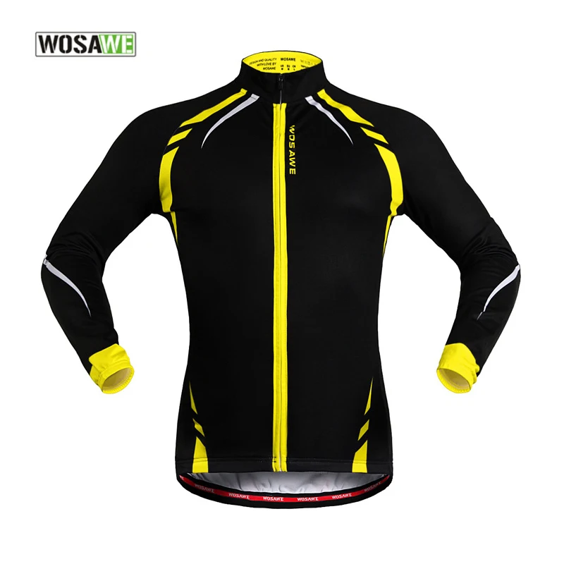 WOSAWE Men Thermal Fleece Long Sleeve Cycling Jackets Mtb Downhill