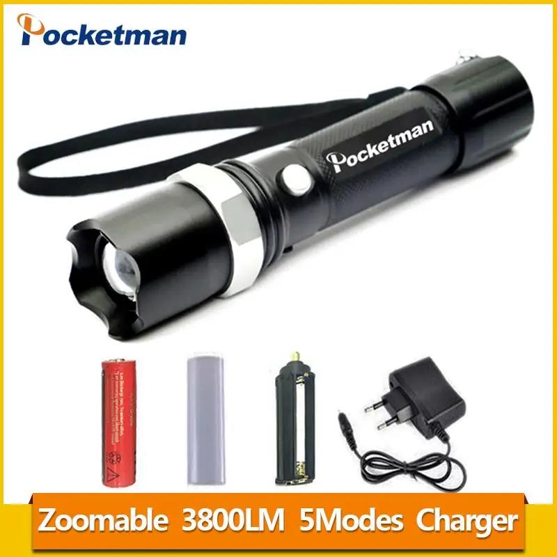 

100% Authentic FT17 3800 Lumens 5-Mode XM-L T6 LED Flashlight Zoomable Focus Torch by 1*18650 or 3*AAA Free shipping Z93