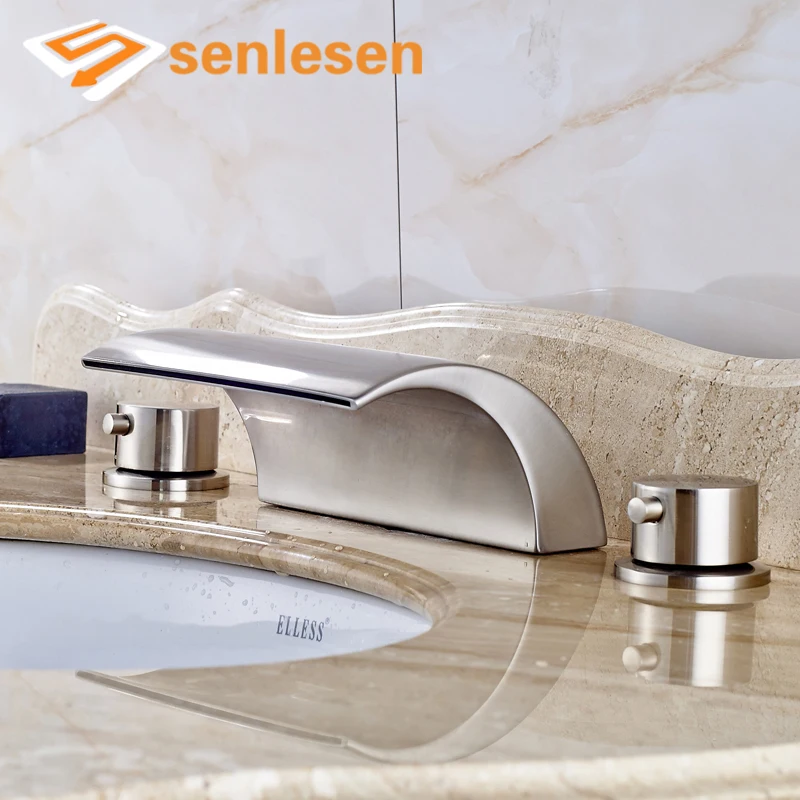 

Factory Retail Mixer Faucet for Basin W/ Hot Cold Water Taps Deck Mounted Nickel