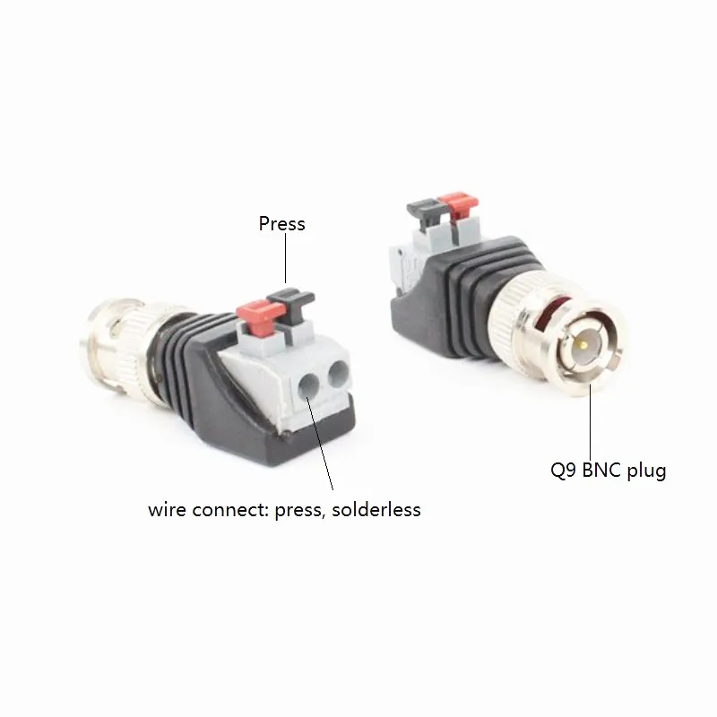 10 шт./лот Solderless Q9 BNC разъем папа для Coaxical кабель CCTV камеры видеонаблюдения