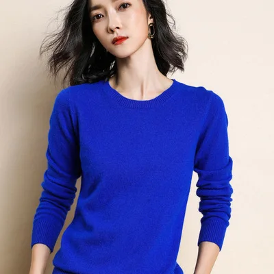 Женские свитера с круглым вырезом и длинным рукавом, трикотажная одежда, пуловер, вязаная уличная одежда, женские мягкие свободные тонкие Джемперы, корейская мода - Цвет: sapp blue