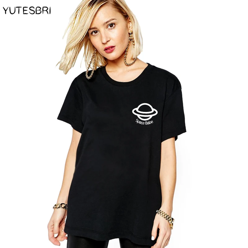 

Summer cute women t shirt Space Babe Planet Print clothes Cotton Casual Femme Japanese T-shirt ulzzang Christmas tops Drop Ship