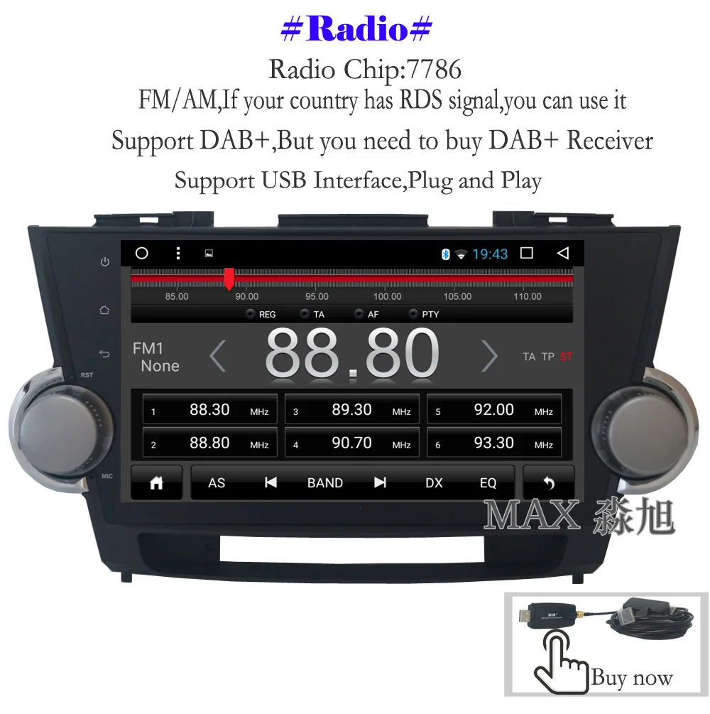 Discount MAX GPS Navigation Radio Android 8.1.0 Car DVD Player for Toyota Highlander Old 2009-2013 RDS Bluetooth Call WiFi SWC Free Map 5