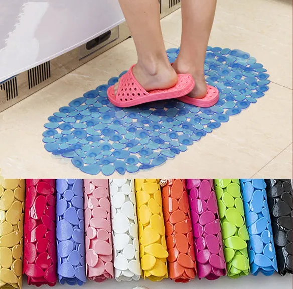 Oval Pebble PVC Bath Mat Massage Non Slip Shower Carpets Home Kitchen