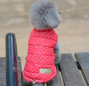 

Fashion Dot Dog Down Vest Top Quality Two Feet Ski Clothes Thicken Clothes Down Jacket Puppy Costumes Positive Negative Wear