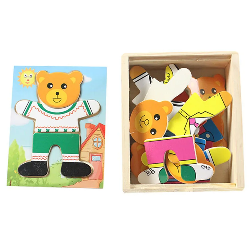 Магнитный пазл четыре медведя семья веселый интерактивный игрушка DIY головоломка деревянные игрушки Веселые Обучающие игрушки для детей Подарки