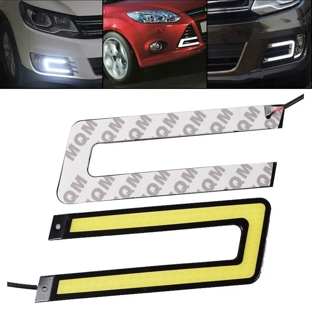 2pcs Daytime Run Light DRL Headlight U Shape COB Super White Bright