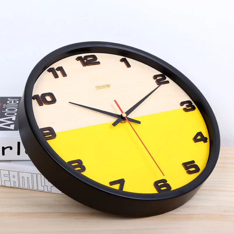 Creative Bedroom Clocks Wooden Hall Wall Clock Ultra Quiet Modern