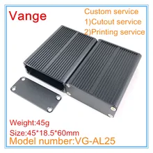 2 шт./лот пескоструйная маленькая Экструзионная алюминиевая коробка 6063-T5 Алюминиевый Чехол diy корпус 45*18,5*60 мм для смесительного оборудования