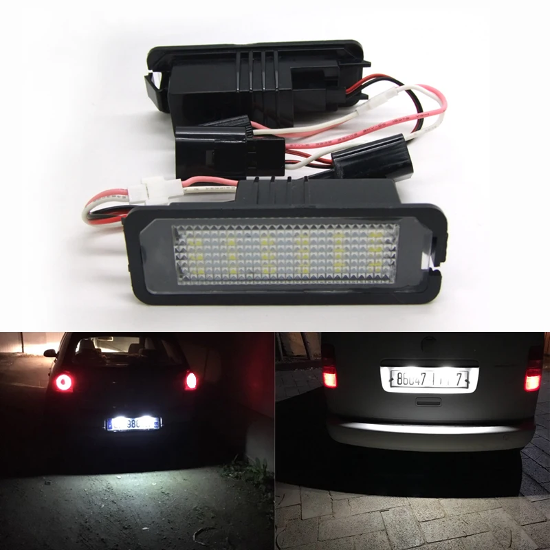 

Error Free 2pcs LED Car Number License Plate Lights 12V 6000K White for VW CC Golf 4 5 6 GTI R32 Eos Rabbit Scirocco 987 997 958