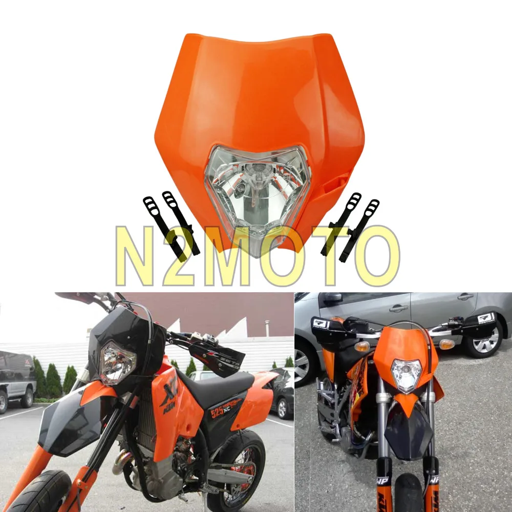 

Orange Dirt Bike Motocross 12V 35W E4 Emark Headlight Fairing Streetfighter Headlamp for KTM SX WR EXC XCF SXF DRZ KLX KX YZ F