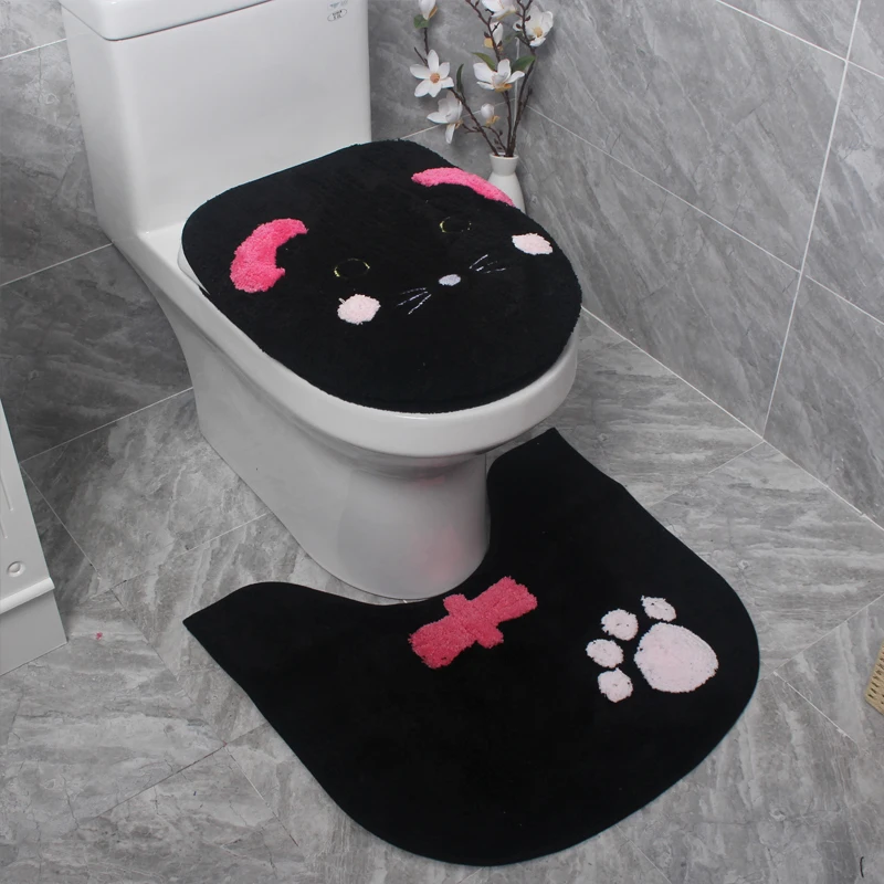 

Cute Kitty Cat Warm toilet ring Warm Toilet seat cover Soft toilet lid cover Toilet seat cushion Non-slip carpet Bathroom mat