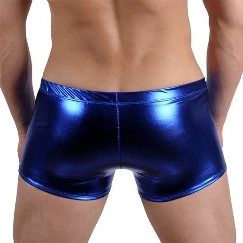 Mens Sexy Imitation Leather Boxer Underwear BeachWear Trunk Underpants Hot Sale Casual Herenondergoed Swimsuit #2J19 (5)