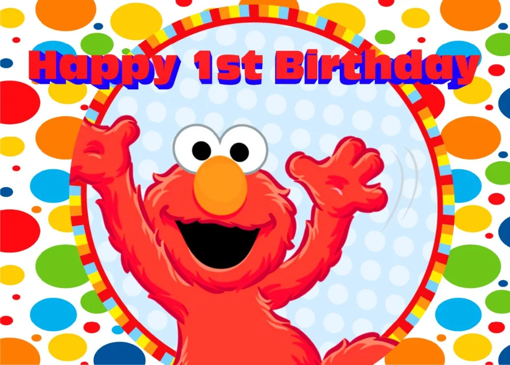 7x5ft Sesame Red Elmo Mirro Happy Birthday Pattern Custom Photo