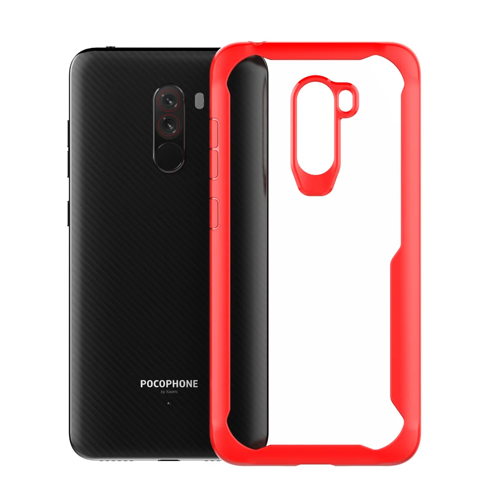 Для Xiaomi Pocophone F1 Мягкий ТПУ+ Жесткий PC чехол-накладка для Pocophone F1 силиконовый защитный чехол для POCO F1 прозрачный чехол - Цвет: Red