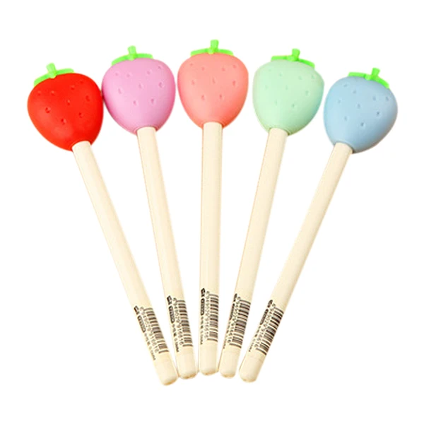

10pcs Cute Strawberry Black 0.5 mm Gel Pen, Cute Creative Stationery