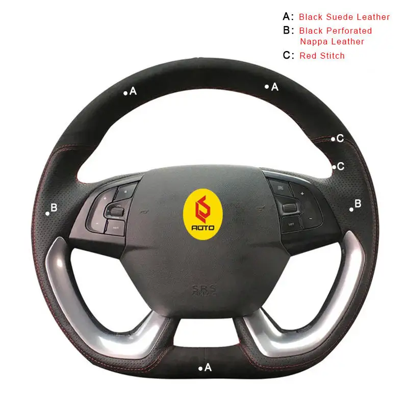 Авто Кожаная оплетка на руль крышка рулевого колеса для Citroen DS5 DS 5 DS4S DS 4S автомобиля рулевое колесо Чехлы кожаные аксессуары для интерьера - Название цвета: Nappa and Suede