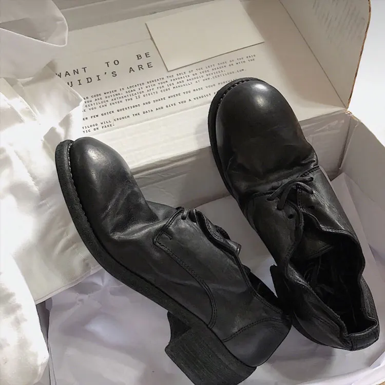 

Hot Spring Autumn Leather Women Pumps Low Heel Chic Women Shoes Front Lace Up Retro Runway Star Lady Women Sapato Feminino