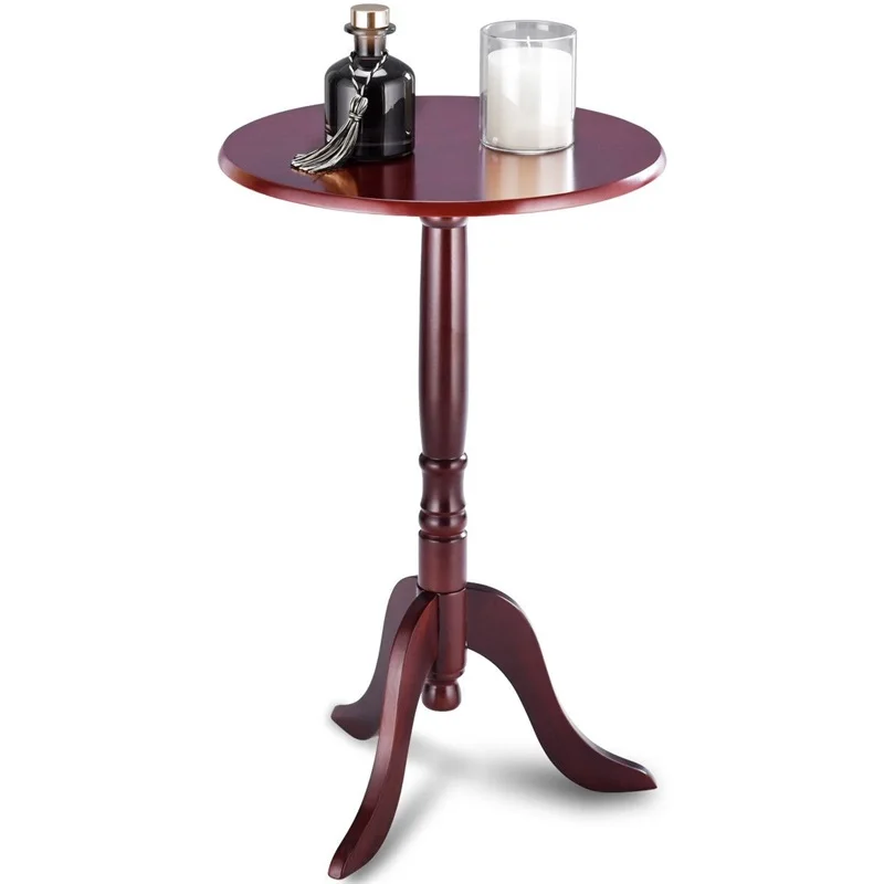  Classic Round Accent Table W/ Simple Design Bedroom Cherry Wood Small Tea Coffee Table HW57876 - 33053854036