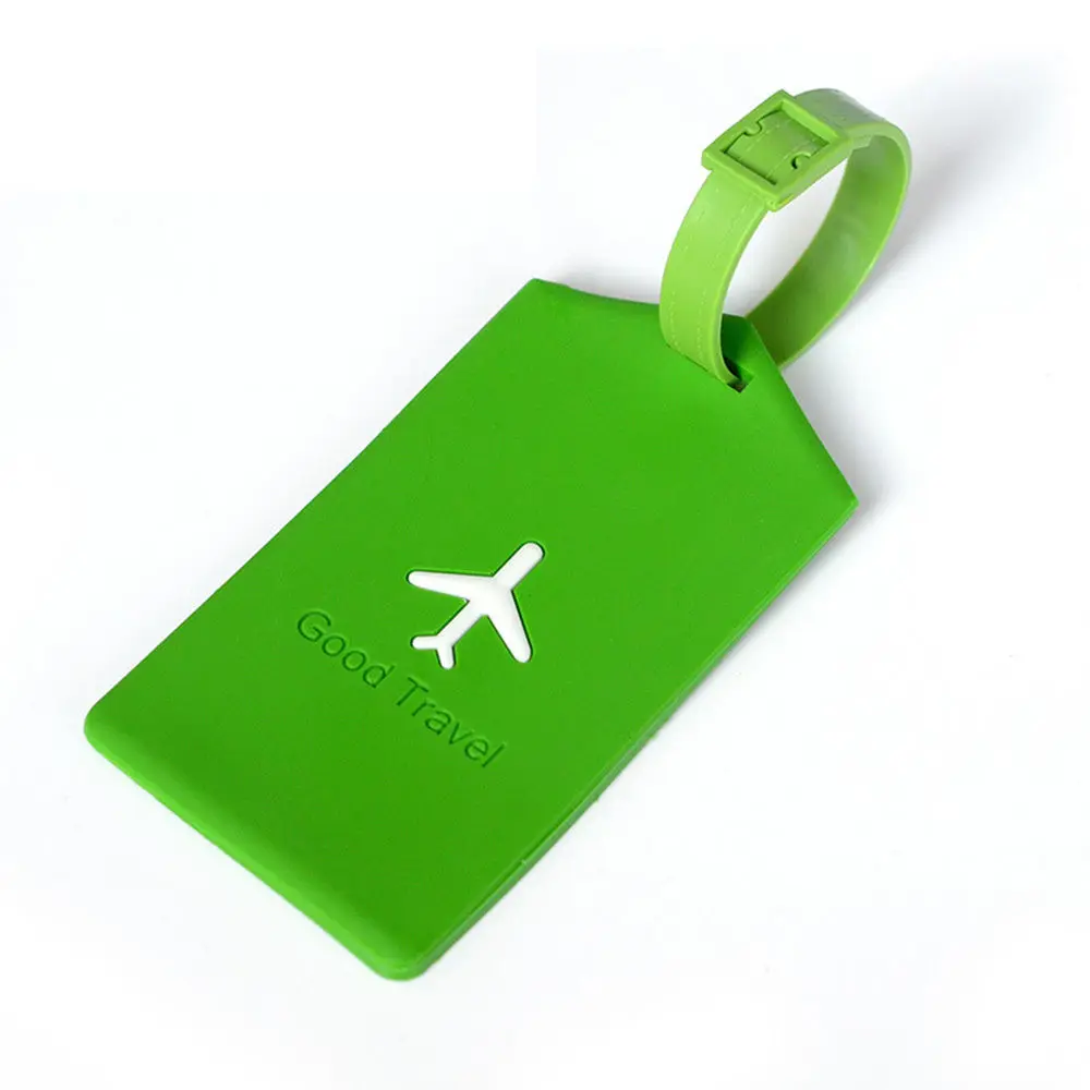 Самолет Силиконовые Путешествия Чемодан багаж чемодан Сумка Теги Этикетки Имя адрес - Цвет: Светло-зеленый