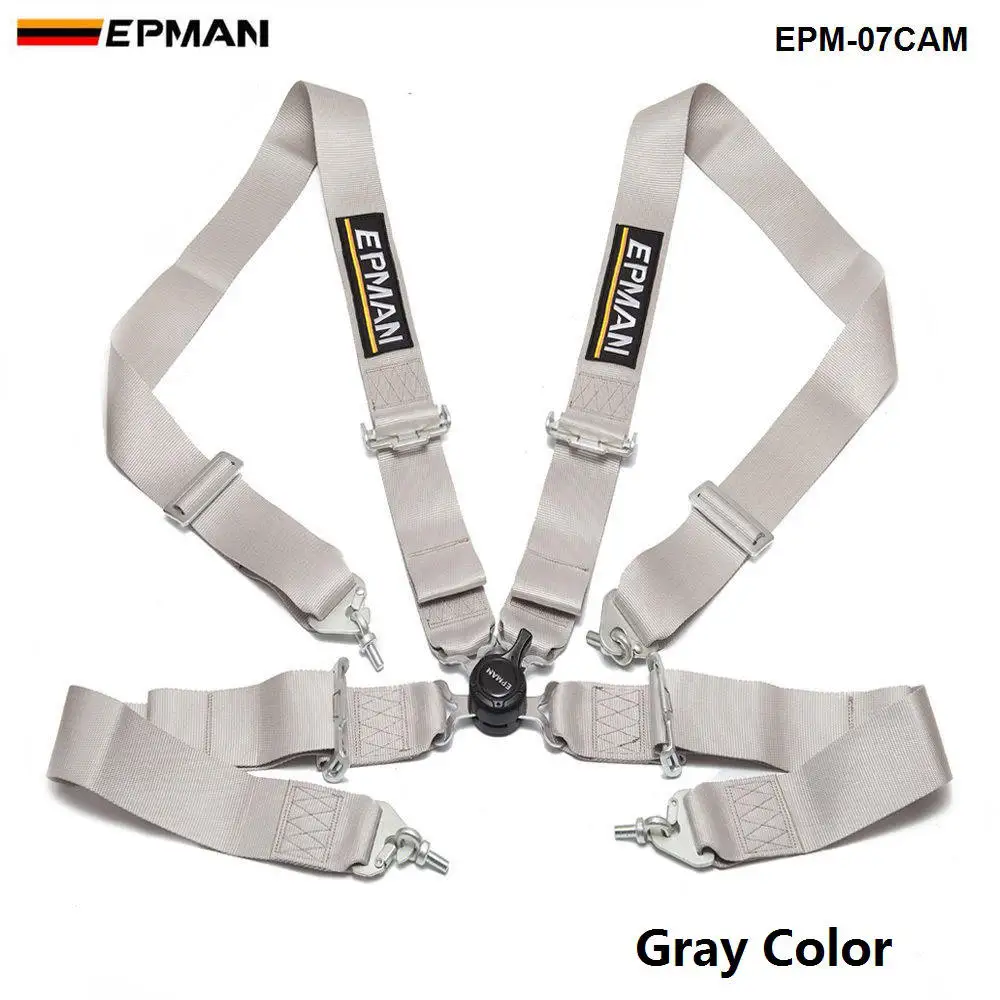 Универсальный Epman автомобиля 4 точечный гоночный страховочные ремни Camlock " ремень безопасности EPM-07CAM - Название цвета: Серый