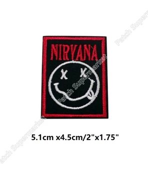 

NIRVANA Smiley Face Patches Music PUNK Rock Band LOGO Embroidered IRON ON Applique clothing Cap Hat Halloween costume cosplay