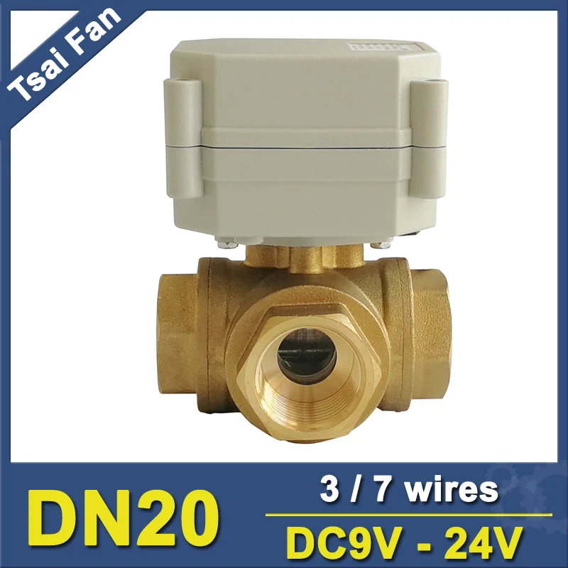 TF20 BH3 A Brass 3/4'' (DN20) 3 Way T/L Type Horizontal Electric Flow
