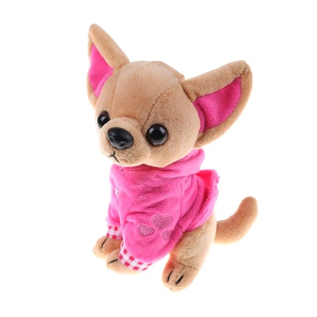 Kaxofang 1PZ 17 Cm Chihuahua Puppy Kids Toy Kawaii Simulazione Bambola Animale Regalo di Compleanno per Ragazze Bambini Carino Peluche Cane Blu