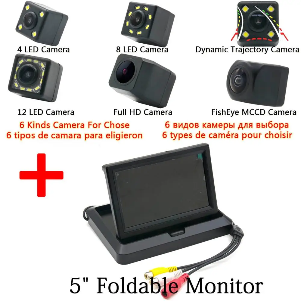 Рыбий глаз 1080 P CCD HD резервный монитор парковки заднего вида камера для Renault Koleos 2009 2010 2011 2012 2013 автомобиль - Название цвета: Camera 5 inch Fold