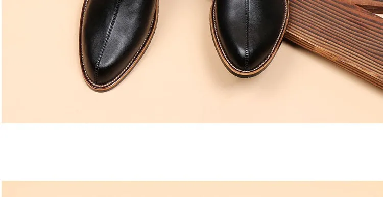 Мужская обувь хороший британский Повседневная кожаная обувь Для мужчин контракт острый носок, обувь в деловом стиле мужские лоферы Модные Мужские модельные туфли