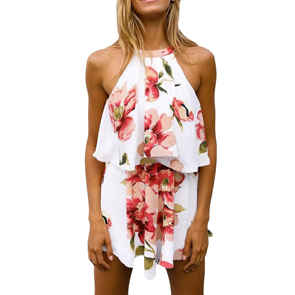 halter neck floral jumpsuit