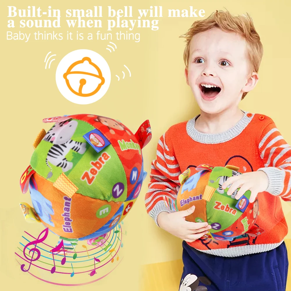 

Colorful Baby Children's Ring Bell Ball Baby Cloth Music Sense Learning Toy Ball Educational Cotton Hand Grasp Rattle Ball