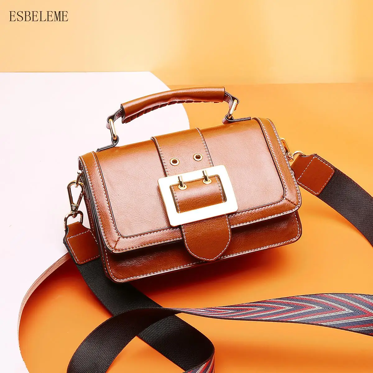 

Luxury Female Genuine Leather Saddle Bag for Women Wide Shoulder Straps Bag Fashion Lady Black Burgundy Crossbody Flap Bag YH136
